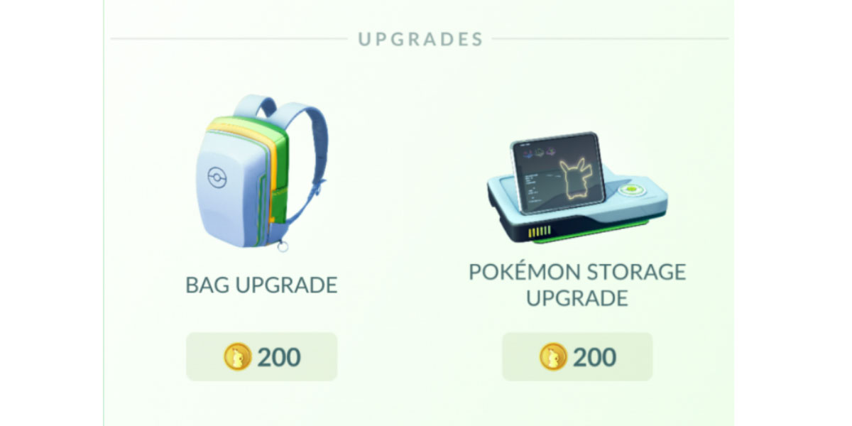 bags in pokemon go