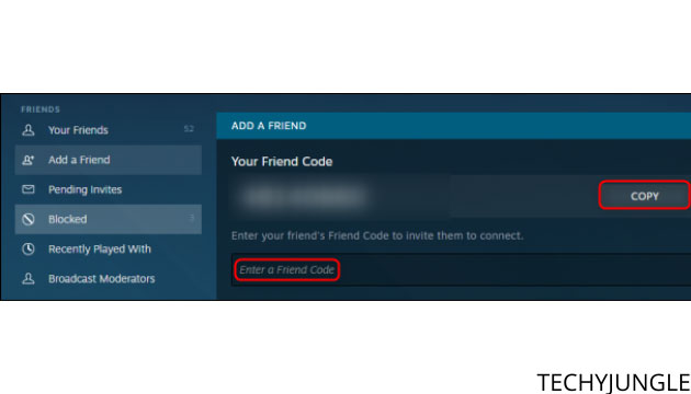Enter Steam Friend Code