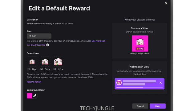 default reward twitch