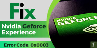 Nvidia GeForce Experience Error Code 0x0003