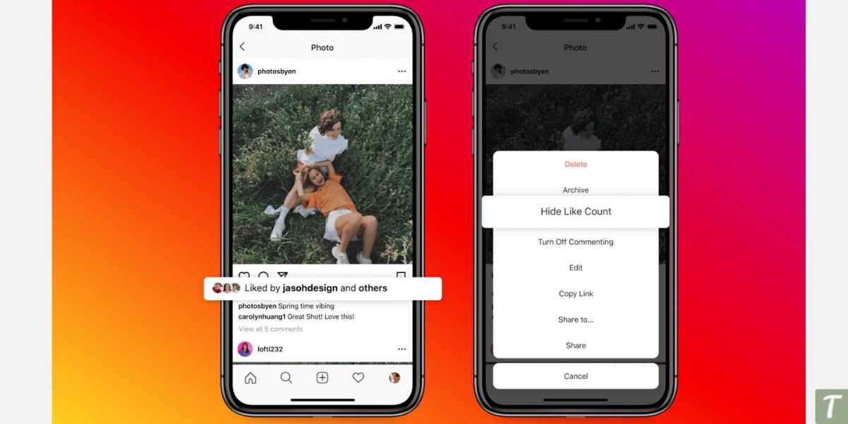 instagram hide like