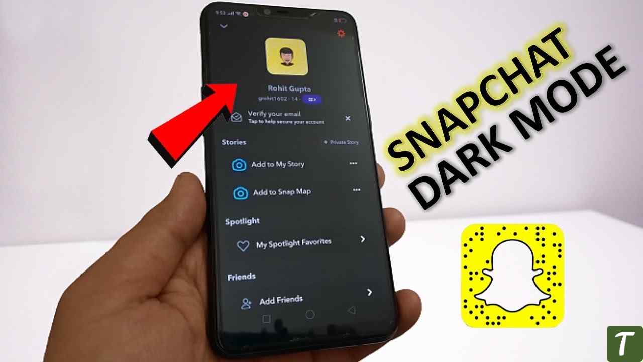 snapchat dark mode