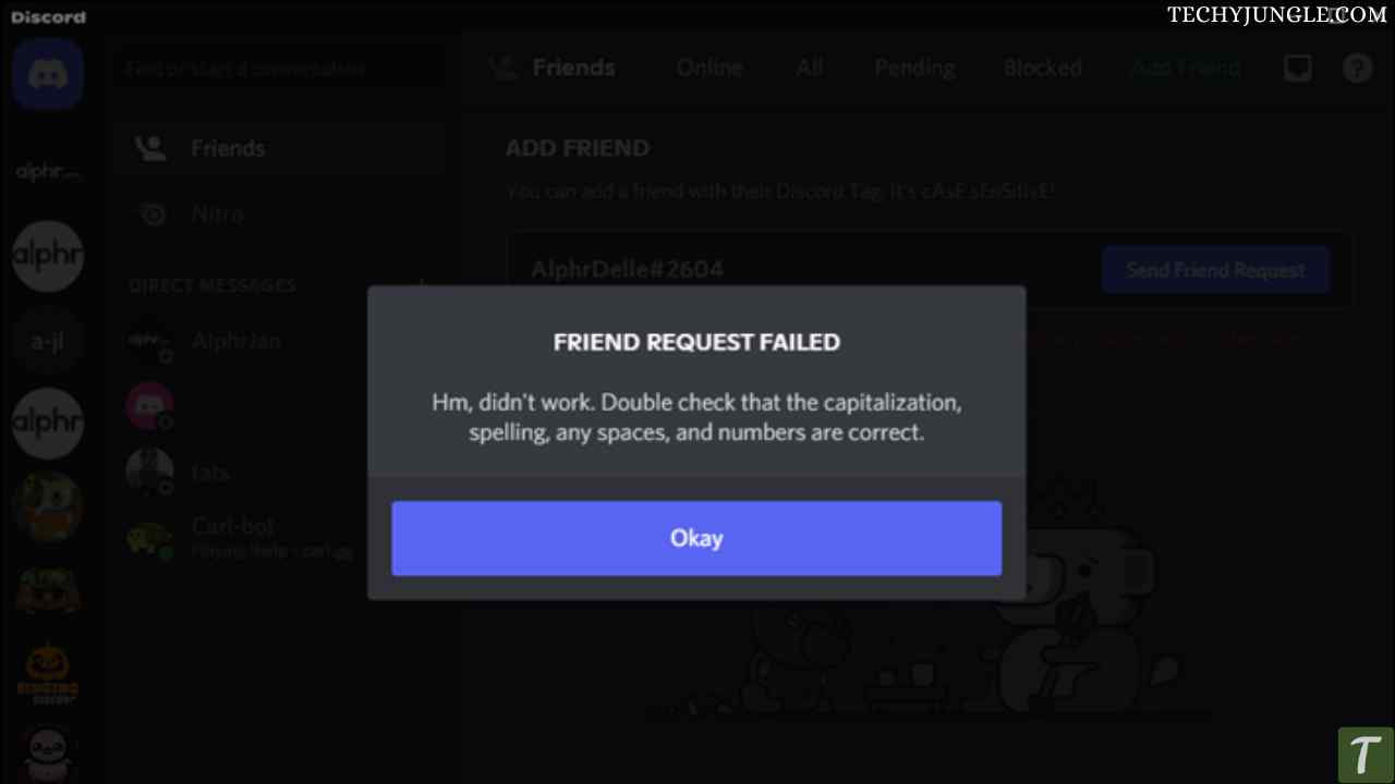 check if you are blocked on discord