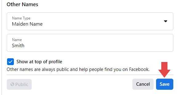 steps to change name on facebook