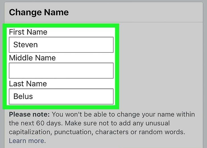 facebook name change