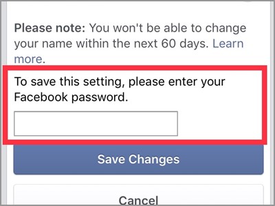 name changing on facebook