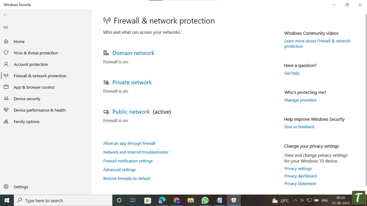 disable firewall