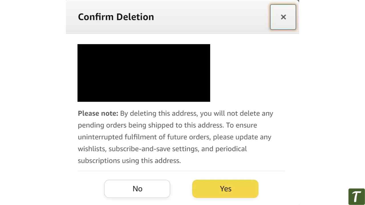 amazon desktop remove address confirmation