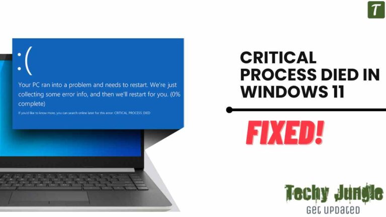 Critical Process Died in Windows 11