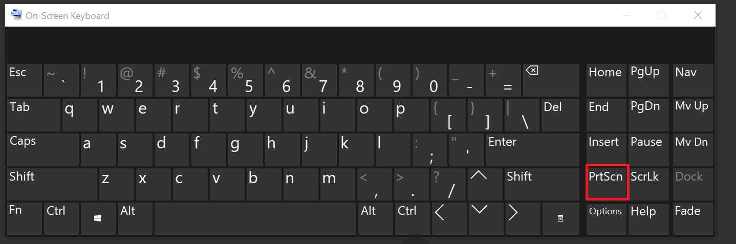 printscrn on keyboard to take screenshot on windows